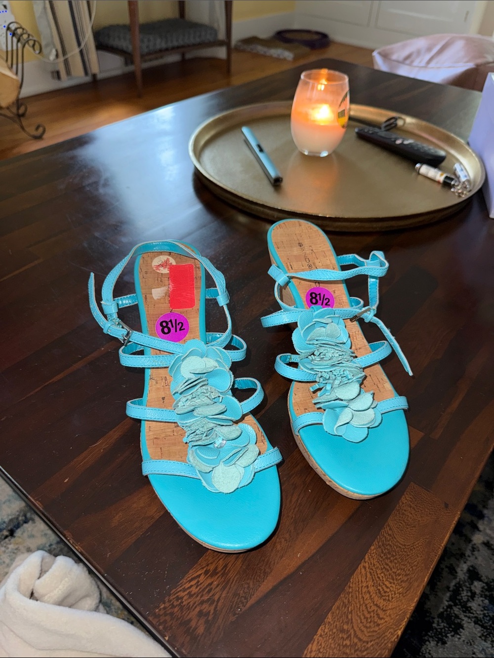 Bandolino Turquoise Floral Strappy Sandals
